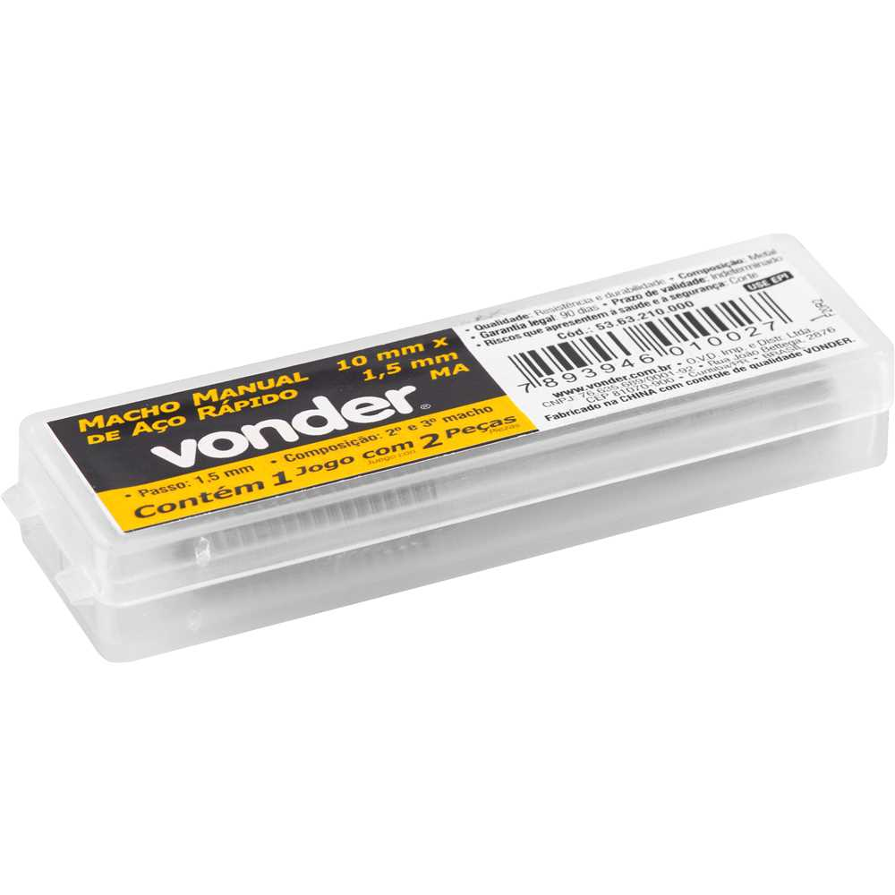 Jogo de Machos Manuais 2 Peças em Aço Rápido: Rosqueamento Interno Profissional