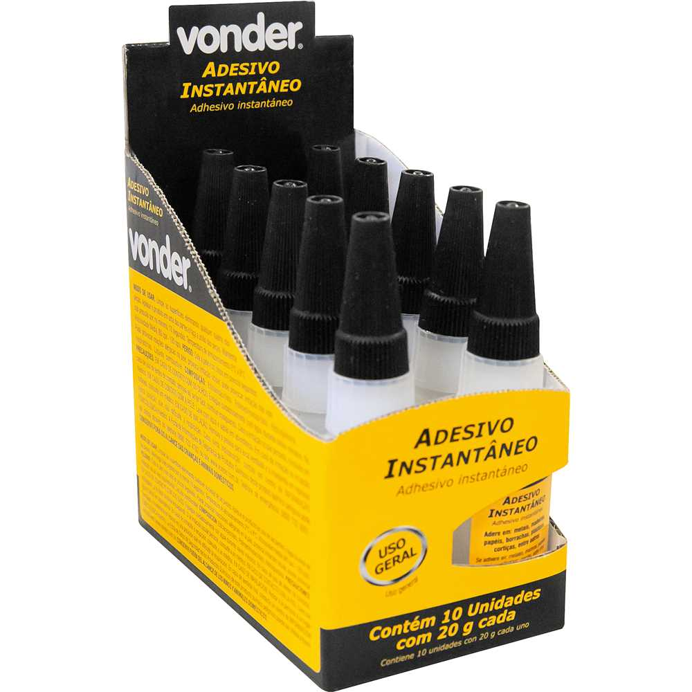 Adesivo instantâneo cianoacrilato, industrial, 20 g, VONDER