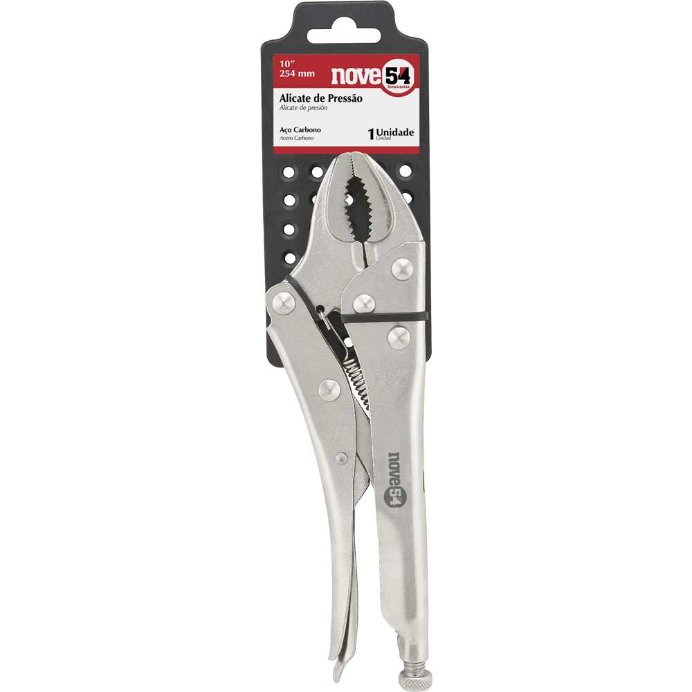 Alicate de Pressão 10" Mordente Curvo NOVE54: Fixação Forte e Durabilidade Profissional