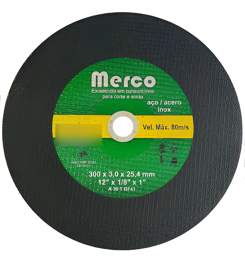 Disco de Corte Abrasivo Merco 12 Polegadas (300x3x25,4mm) para Metais e Serralheria