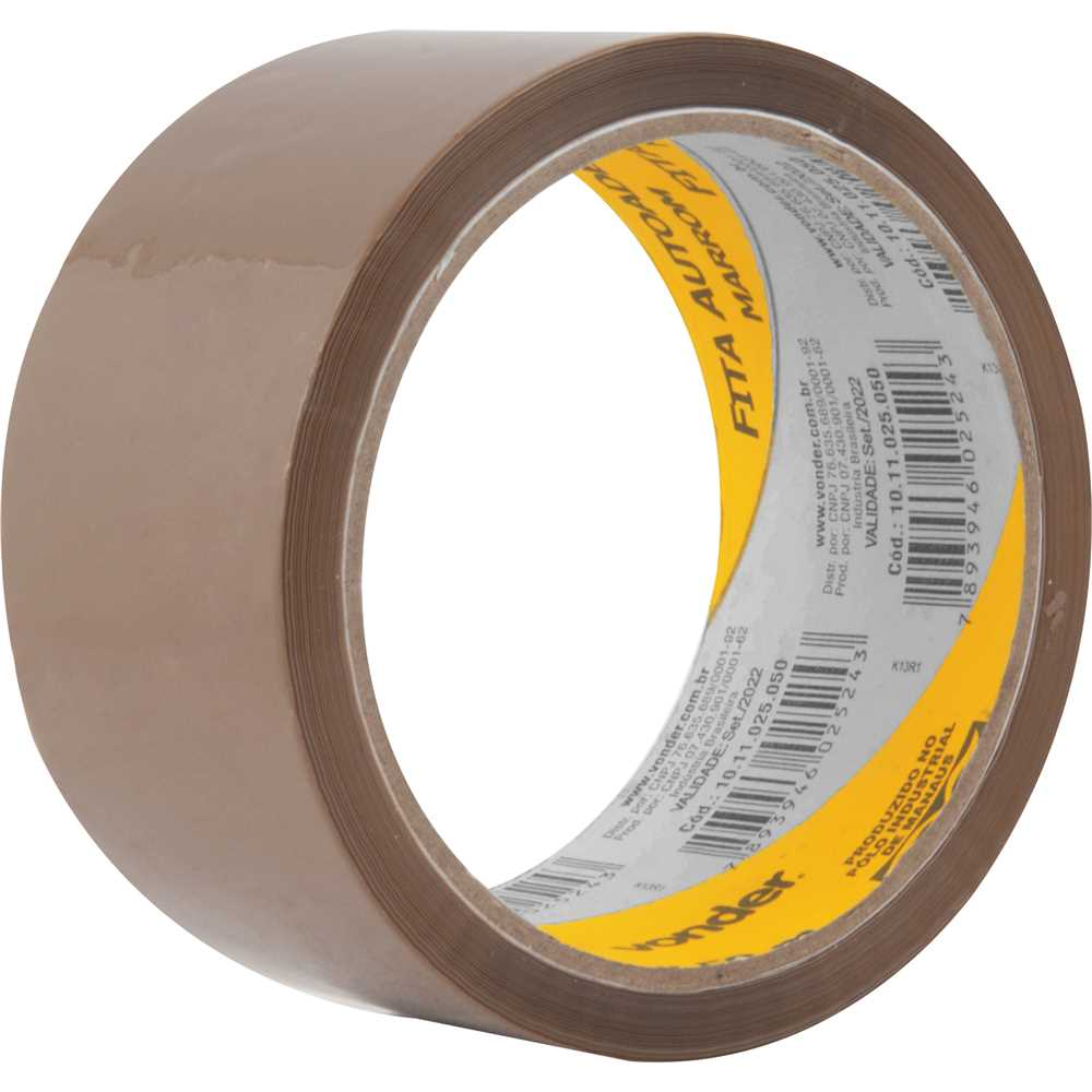 Fita Adesiva Marrom VONDER 48mm x 50m para Embalagem e Caixas - Alta Performance