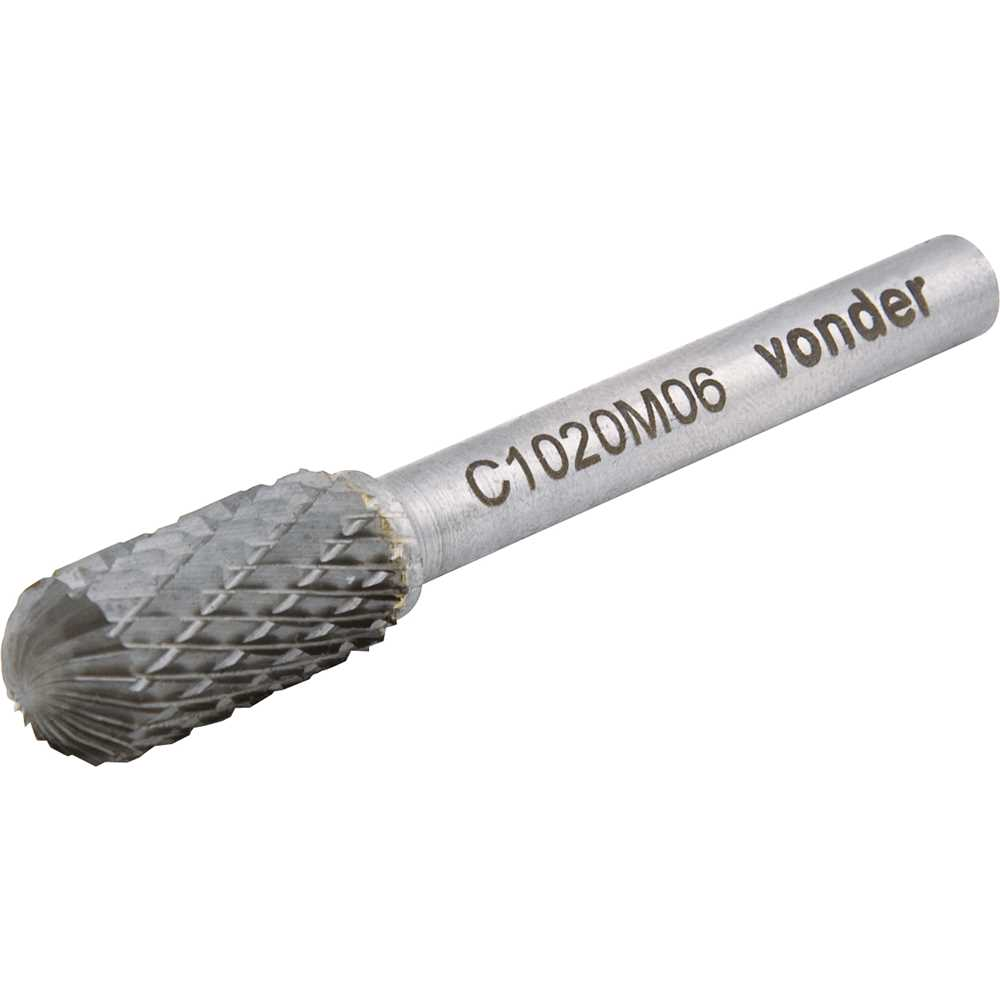 Lima Rotativa Abaulada de Metal Duro VONDER 10x20mm - Haste 6mm para Desbaste Preciso em Metais