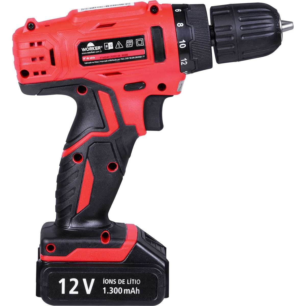 Parafusadeira 12V Bateria Biv Kit com 13 Peças - WORKER