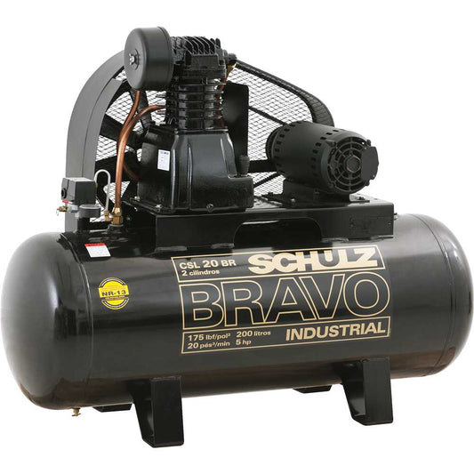 Compressor de Ar Pistão Schulz Bravo CSL 20BR/200L - 5HP Trifásico 220V/380V