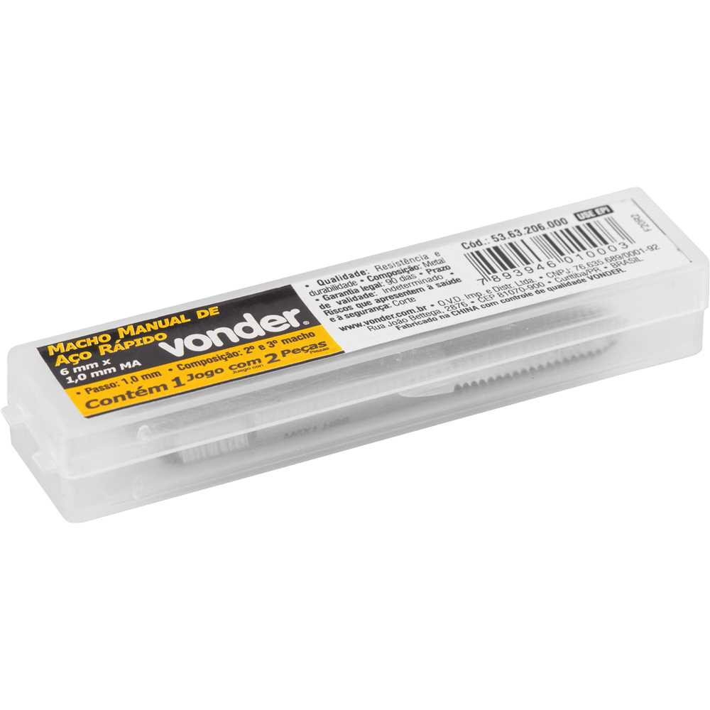 Jogo de Machos Manuais 2 Peças Aço Rápido para Rosca Interna