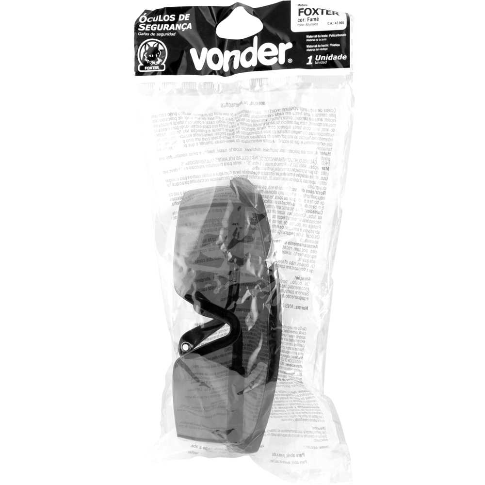 Óculos de Segurança Fume FOXTER Profissional: Proteção Superior Contra Impactos e Partículas Volantes