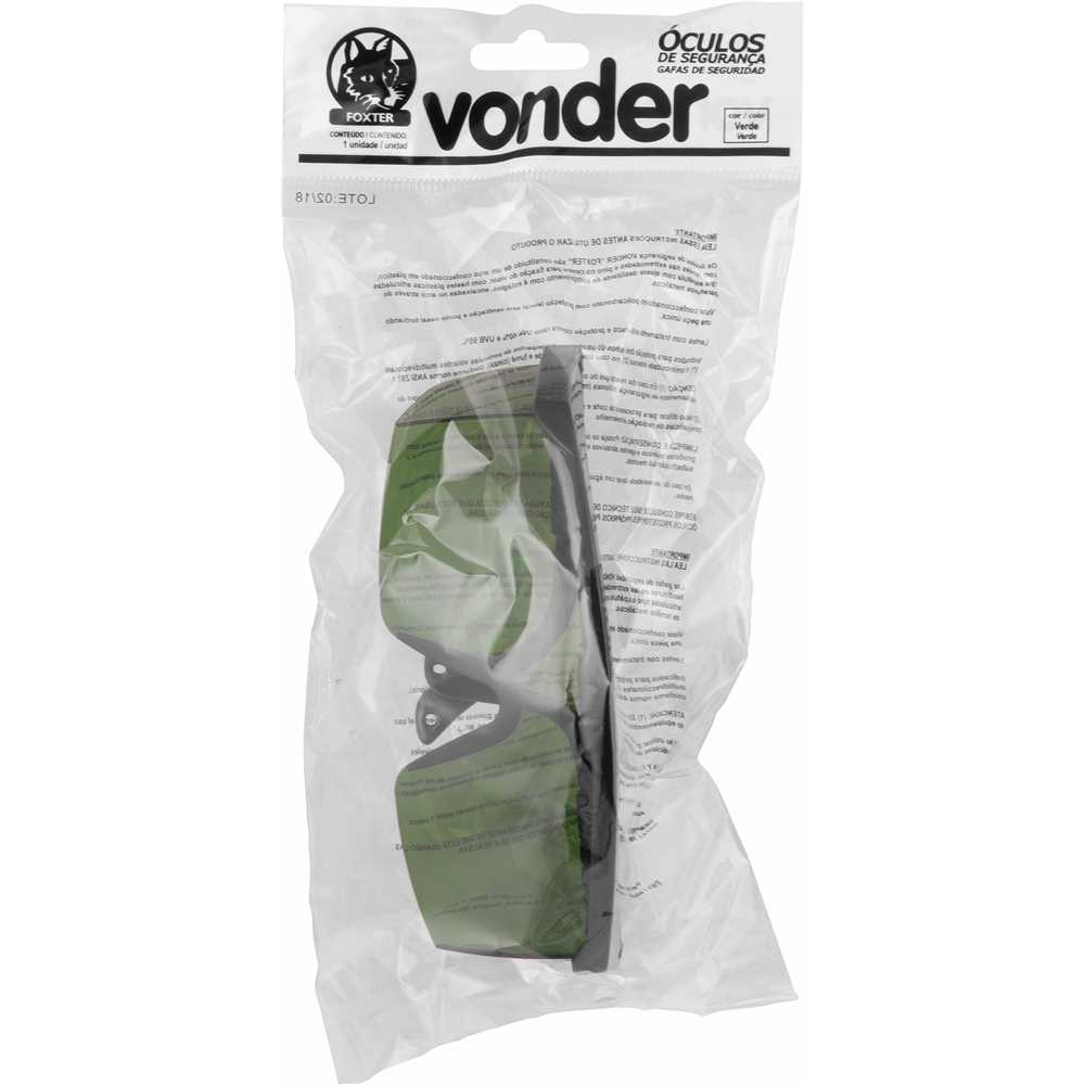 Óculos de Segurança Verde FOXTER Profissional Anti-Impacto Certificado ANSI Z87.1-2015+