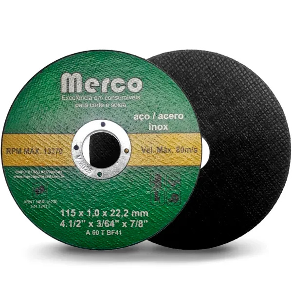 Disco de Corte MERCO 4.1/2" x 1mm Profissional | Precisão e Alta Performance em Aço e Inox