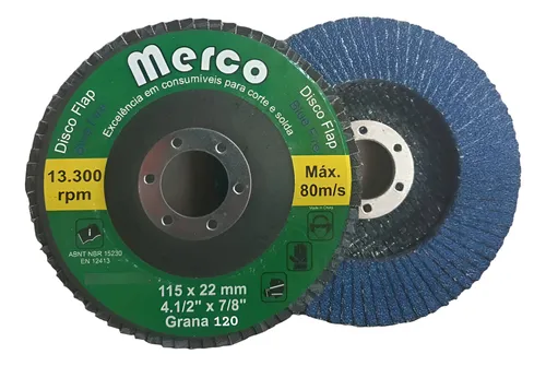 Disco Flap Blue Fire Merco 4.1/2" Grão 120 | Alto Rendimento em Acabamento