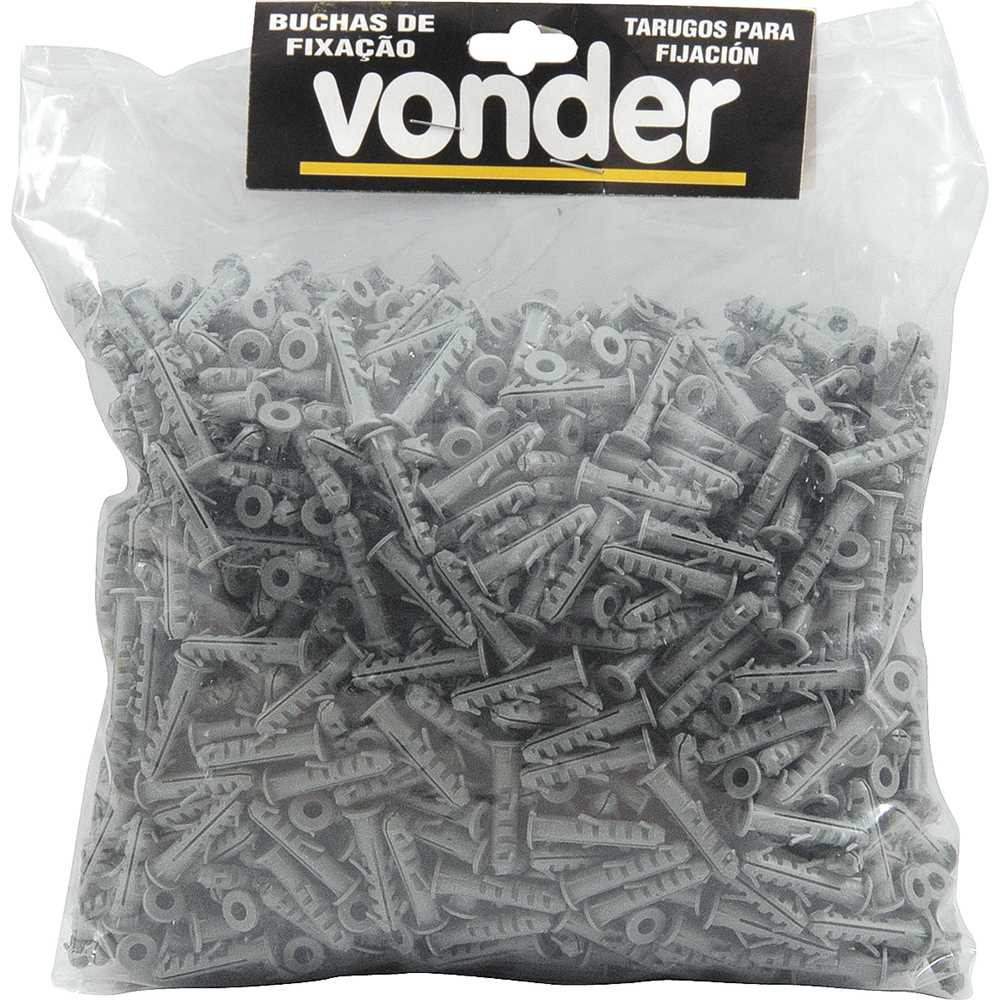 Bucha Plástica de Fixação 6mm VONDER VA-06 com Anel (1.000 Peças) | Alta Durabilidade