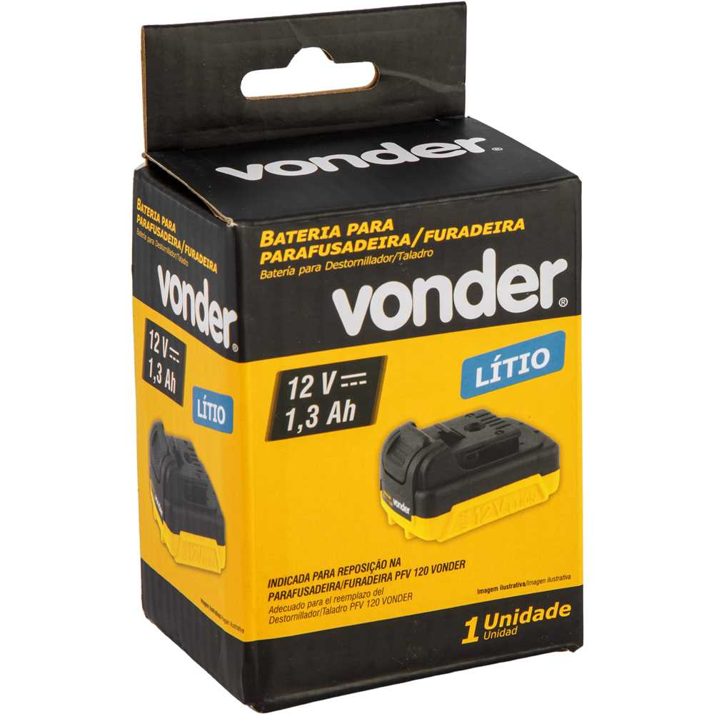 Bateria de Íons de Lítio 12V VONDER para Parafusadeira PFV 120: Potência e Durabilidade