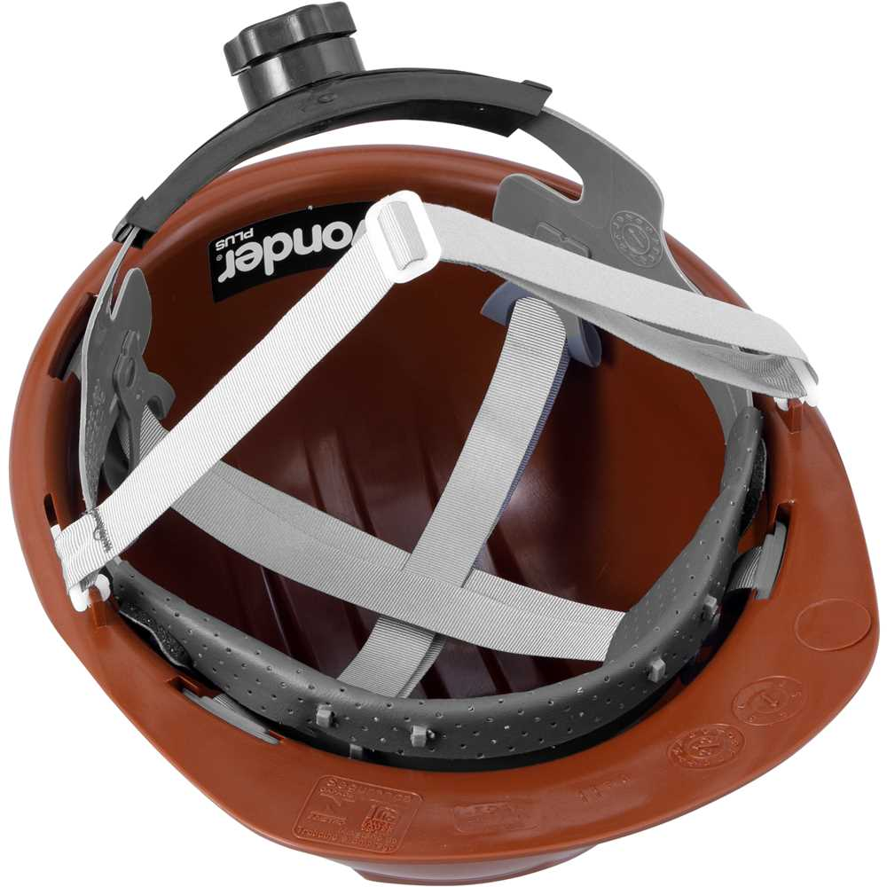 Capacete de Segurança Marrom Aba Frontal VONDER PLUS com Suspensão Catraca e Jugular