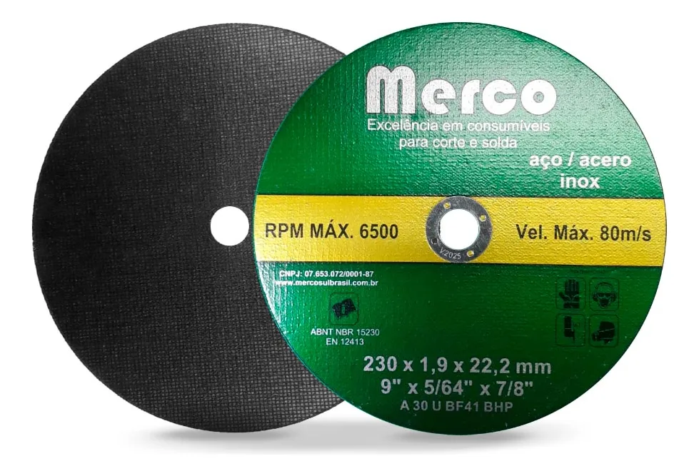 Disco de Corte Fino Merco para Aço Inox 9 X 1,9mm | Máxima Precisão