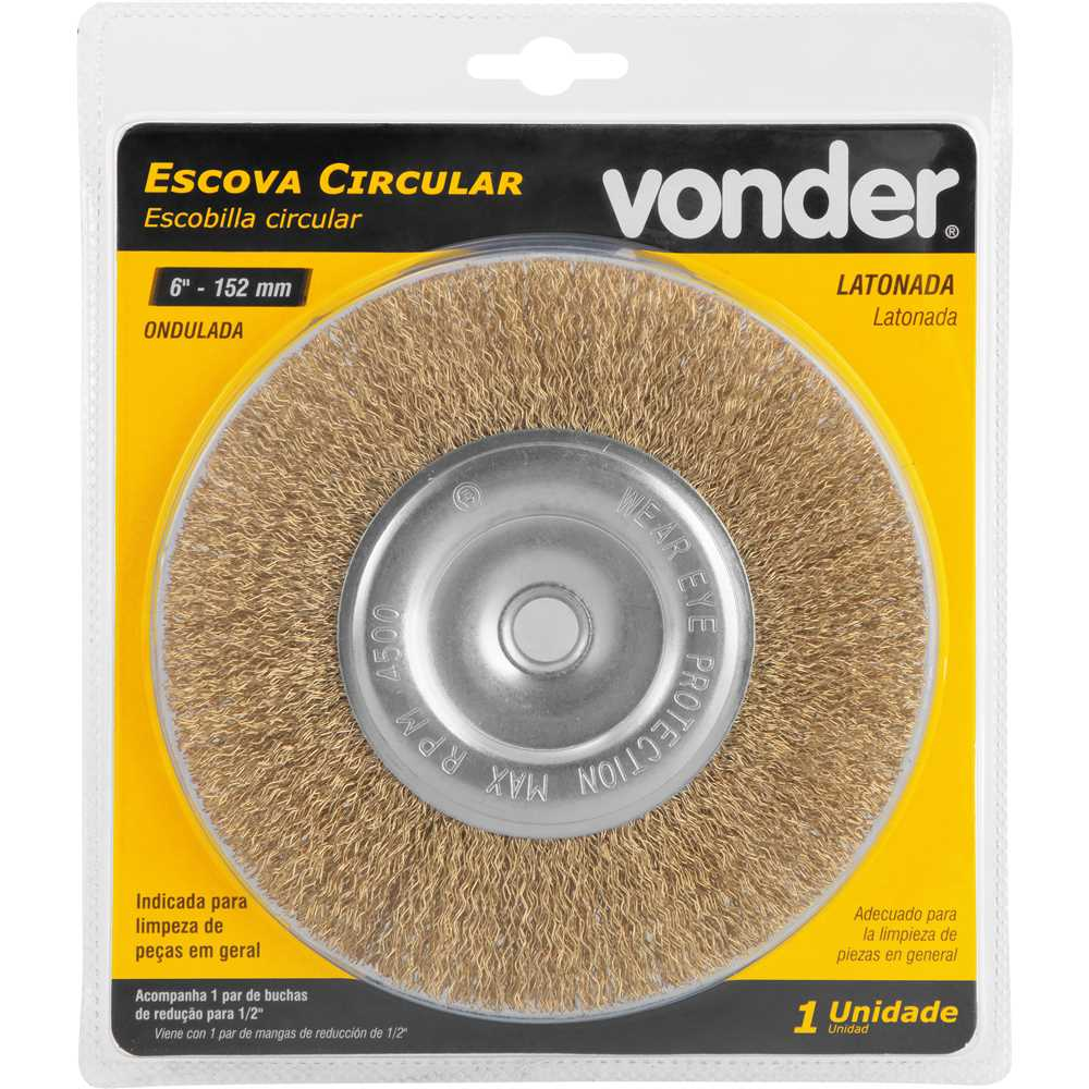 Escova Circular de Aço Latonado 6" VONDER: Limpeza e Acabamento Profissional