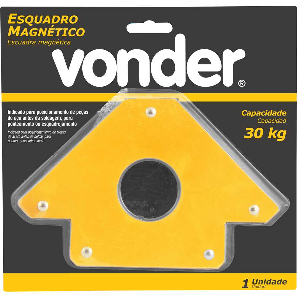 Esquadro Magnético para Solda 30kg Profissional VONDER - Precisão e Fixação Forte