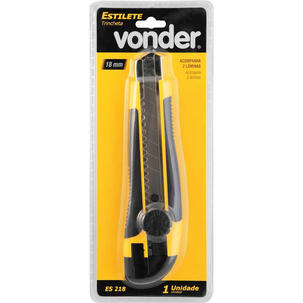 Estilete Largo VONDER ES 218: Lâmina de 18mm Profissional para Cortes Precisos