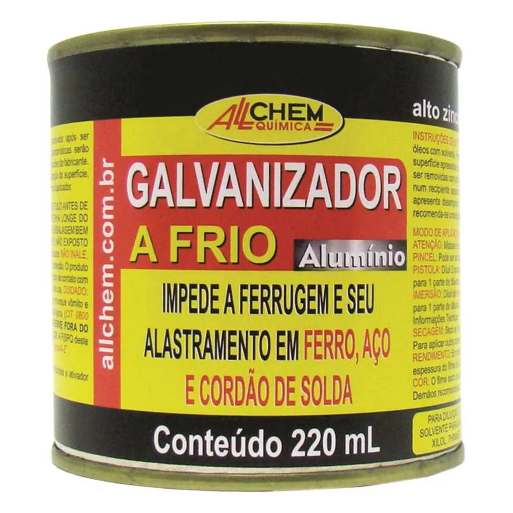 Zarcão Galvanização a Frio Spray ALLCHEM 220ml - Proteção Anticorrosiva Superior e Duradoura