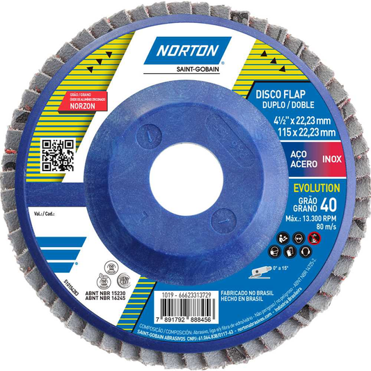 Disco Flap-Disc 4.1/2" Norton R-822: Desbaste e Acabamento Profissional | Grão 40