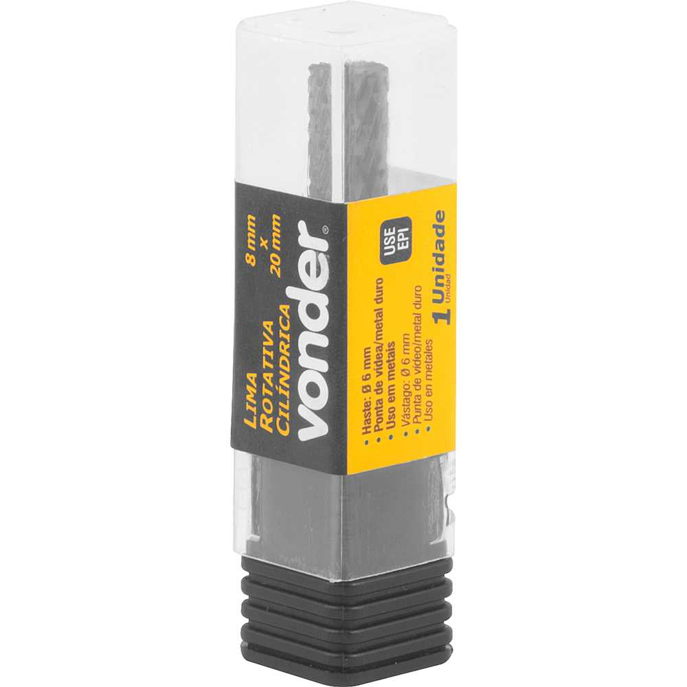 Lima Rotativa Cilíndrica Vonder 8mm x 20mm Haste 6mm: Desbaste de Alta Performance